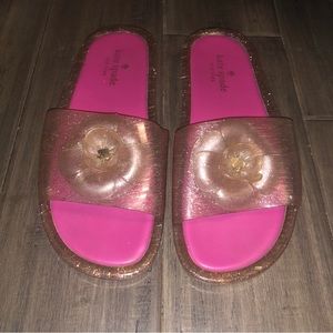 KATE SPADE SPLASH GLITTER PINK JELLY SLIDES SIZE 8